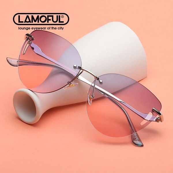 sunglasses lamofur brand shade glasses female borderless hollow ladies gradient green pink for women 50552, White;black
sunglasses lamofur brand shade glasses female borderless hollow ladies gradient green pink for women 50552, White;black