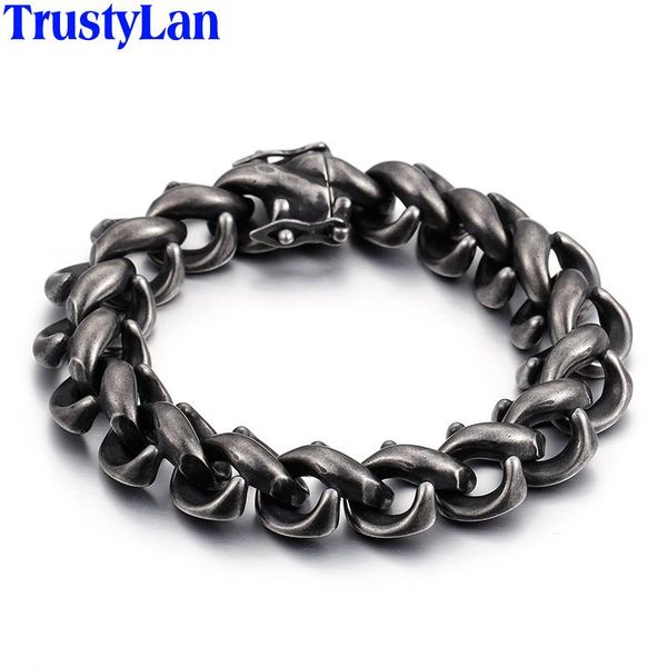 trustylan vintage thick black stainless steel bracelet men fashion men's chain bracelets & bangles 2021 jewelry gift for him link,
trustylan vintage thick black stainless steel bracelet men fashion men's chain bracelets & bangles 2021 jewelry gift for him link,