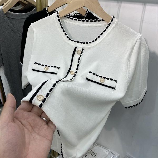 women's t-shirt black white korea japan style ice silk knitted o neck short sleeve women tshirts 2021 summer casual sweet tee t shirt
women's t-shirt black white korea japan style ice silk knitted o neck short sleeve women tshirts 2021 summer casual sweet tee t shirt