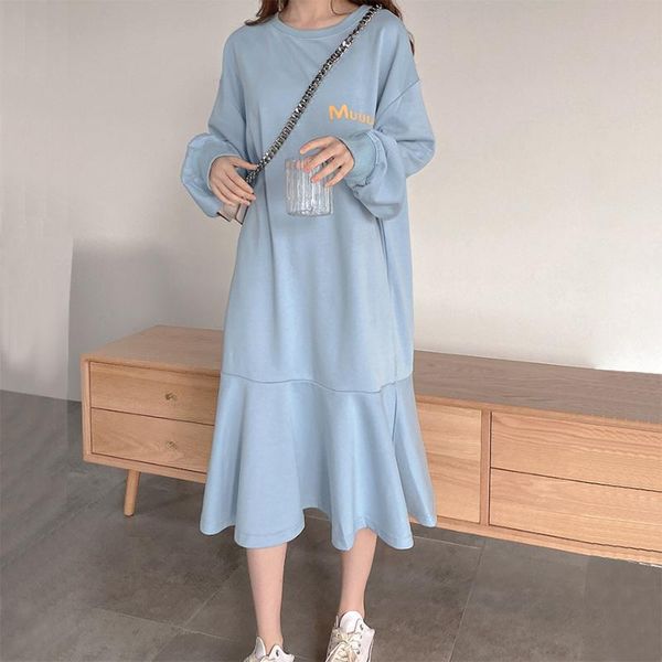 casual dresses 2021 women autumn lantern sleeve loose leisure long hoody dress ruffle hem letter print midi fishtail, Black;gray
casual dresses 2021 women autumn lantern sleeve loose leisure long hoody dress ruffle hem letter print midi fishtail, Black;gray