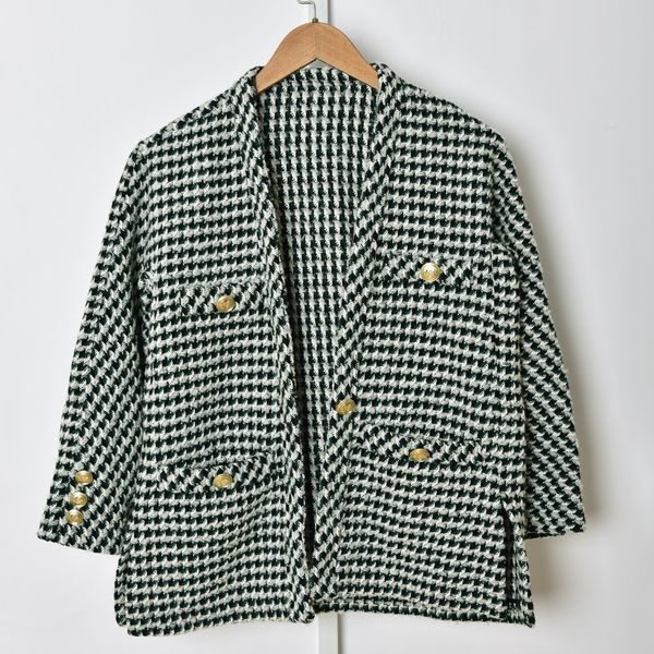 2021 autumn fall 4/5 long sleeves v neckline multicolor jacket french style plaid tweed panelled buttons single-breasted jackets short outwe, Black;brown
2021 autumn fall 4/5 long sleeves v neckline multicolor jacket french style plaid tweed panelled buttons single-breasted jackets short outwe, Black;brown