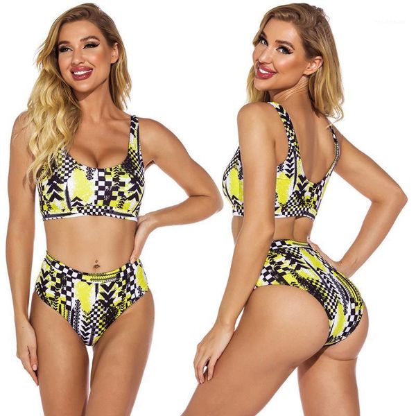 women's swimwear high waist printed sport swimsuit bikini set beach wear bathing suit biquini two piece, White;black
women's swimwear high waist printed sport swimsuit bikini set beach wear bathing suit biquini two piece, White;black