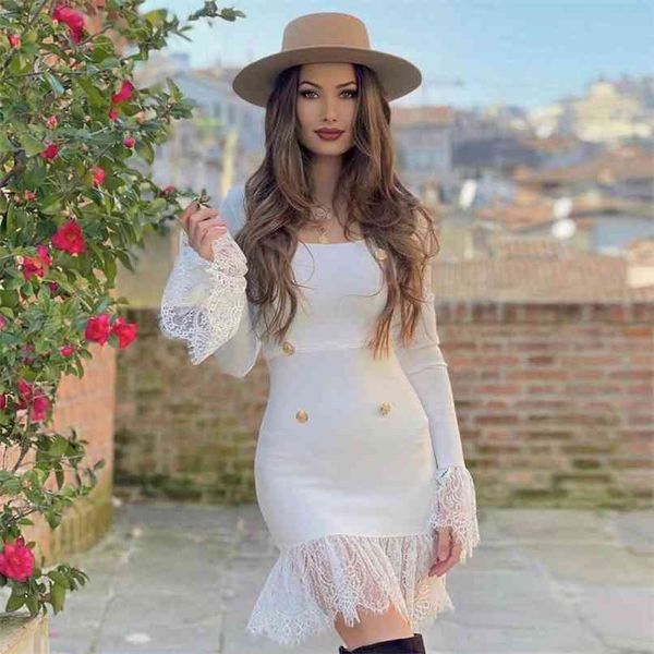 winter women white lace long sleeve wrap bandage dress buttons mini celebrity evening club party femal 210507, Black;gray
winter women white lace long sleeve wrap bandage dress buttons mini celebrity evening club party femal 210507, Black;gray