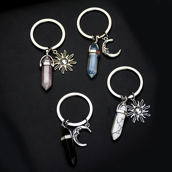 key rings sun moon natural stone hexagonal column couple jewelry pendant key chain, Slivery;golden
key rings sun moon natural stone hexagonal column couple jewelry pendant key chain, Slivery;golden