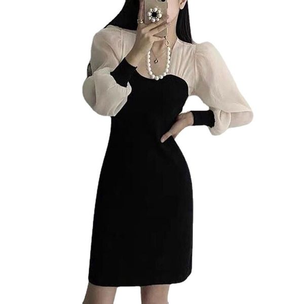 casual dresses elegant office lady dress women patchwork gauze contrast color long sleeve knitted bodycon party vintage robe femme, Black;gray
casual dresses elegant office lady dress women patchwork gauze contrast color long sleeve knitted bodycon party vintage robe femme, Black;gray