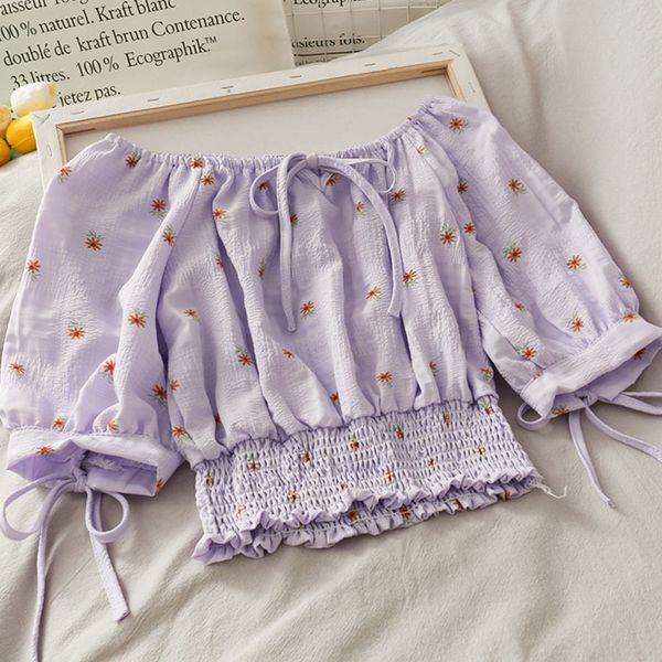 women off shoulder blouses floral printed female pleated drawstring crop girls cute blouse for summer 210518, White
women off shoulder blouses floral printed female pleated drawstring crop girls cute blouse for summer 210518, White