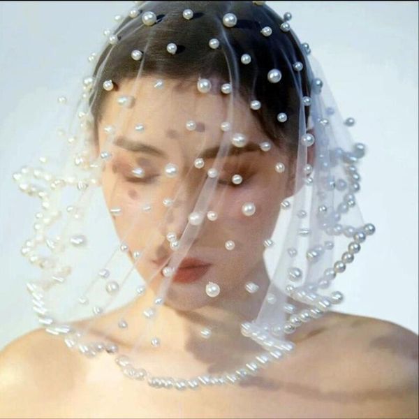 bridal veils short big pearls wedding veil luxurious ivory beaded party accessories, Black
bridal veils short big pearls wedding veil luxurious ivory beaded party accessories, Black