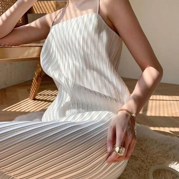 women summer long pleated camisole dress sleeveless luster slash neck holiday sundress casual dresses, Black;gray
women summer long pleated camisole dress sleeveless luster slash neck holiday sundress casual dresses, Black;gray