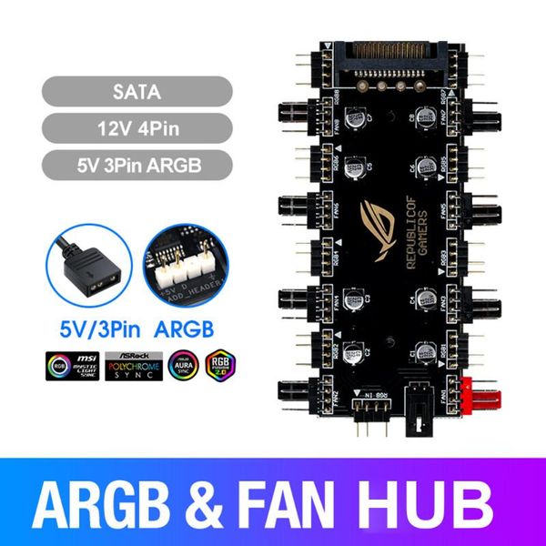 computer cables & connectors 5v/3 pin 12v/4 argb 4 fan pwm hub 1 to 8 multi way splitter for pc motherboard led strip light control adapter
computer cables & connectors 5v/3 pin 12v/4 argb 4 fan pwm hub 1 to 8 multi way splitter for pc motherboard led strip light control adapter