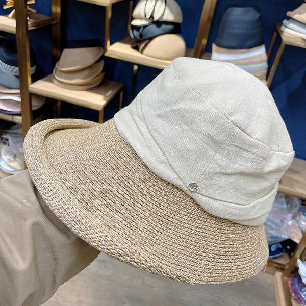 wide brim hats japanese curled stitching straw for women ladies summer sunscreen cotton and linen breathable big fashion sun hat, Blue;gray
wide brim hats japanese curled stitching straw for women ladies summer sunscreen cotton and linen breathable big fashion sun hat, Blue;gray