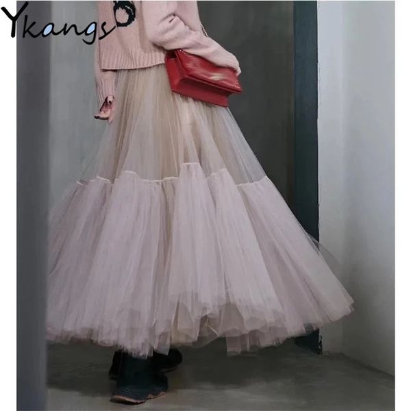 pink luxury tulle pleated skirt women vintage solid color high waist long skirts boho summer spring lolita faldas aesthetic 210421, Black
pink luxury tulle pleated skirt women vintage solid color high waist long skirts boho summer spring lolita faldas aesthetic 210421, Black