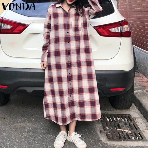 casual dresses vonda 2021 autumn vintage checked plaid long sleeve women lapel collar button up pleated vestidos party sundress, Black;gray
casual dresses vonda 2021 autumn vintage checked plaid long sleeve women lapel collar button up pleated vestidos party sundress, Black;gray