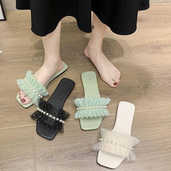 slippers women pearl slide female flat heel flip flops summer square toe lace sandals slip on comfortable outdoor beach shoes, Black
slippers women pearl slide female flat heel flip flops summer square toe lace sandals slip on comfortable outdoor beach shoes, Black