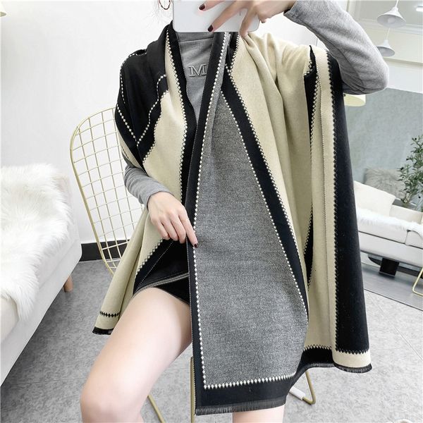 hat scarf glove set women's autumn and winter cashmere like long v-shaped color matching warm thickened shawl korean students, Blue;gray
hat scarf glove set women's autumn and winter cashmere like long v-shaped color matching warm thickened shawl korean students, Blue;gray