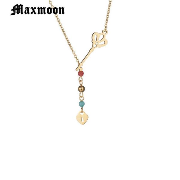 pendant necklaces maxmoon gold chain key necklace for women charm flower pattern stainless steel luxury women's gift, Silver
pendant necklaces maxmoon gold chain key necklace for women charm flower pattern stainless steel luxury women's gift, Silver