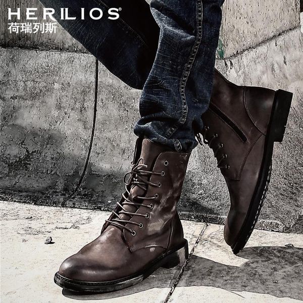 boots leather men's winter british army leisure high helper work clothes fashion middle tube, Black
boots leather men's winter british army leisure high helper work clothes fashion middle tube, Black