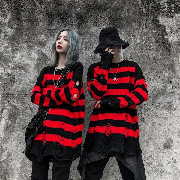 women's sweaters women winter striped punk autumn hollow out hole broken jumper oversized pullouvers harajuku streetwear, White;black
women's sweaters women winter striped punk autumn hollow out hole broken jumper oversized pullouvers harajuku streetwear, White;black