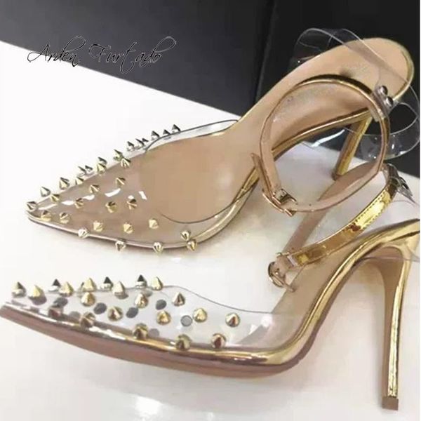 arden furtado summer fashion women's shoes pointed toe stilettos heels mature elegant pvc sandals rivets big size 43, Black
arden furtado summer fashion women's shoes pointed toe stilettos heels mature elegant pvc sandals rivets big size 43, Black