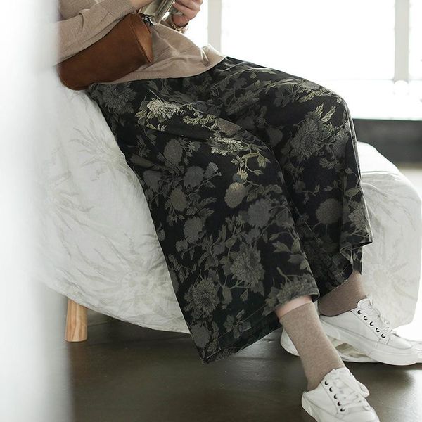 women cotton vintage floral print ankle-length pants wide leg jeans 2021 loose leisure pockets bc642 women's & capris, Black;white
women cotton vintage floral print ankle-length pants wide leg jeans 2021 loose leisure pockets bc642 women's & capris, Black;white