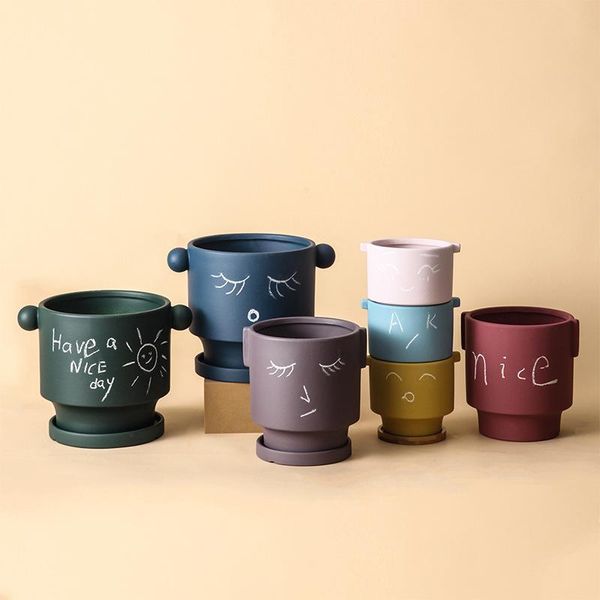planters & pots colorful cute handle ceramic flowerpot diy hand painted plant pot for indoor house decoration succulent planter with hole tr
planters & pots colorful cute handle ceramic flowerpot diy hand painted plant pot for indoor house decoration succulent planter with hole tr