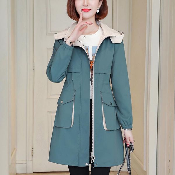 women's trench coats 2021 spring jacket female waist mid-long windbreaker coat hooded overcoat blue rh400, Tan;black
women's trench coats 2021 spring jacket female waist mid-long windbreaker coat hooded overcoat blue rh400, Tan;black