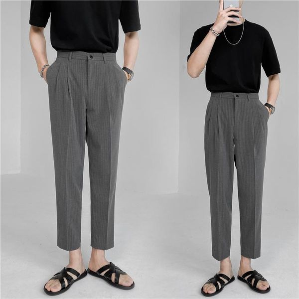 men's suits & blazers man korean streetwear youth style ankle-length pants suit pant men loose casual stripe male trousers, White;black
men's suits & blazers man korean streetwear youth style ankle-length pants suit pant men loose casual stripe male trousers, White;black