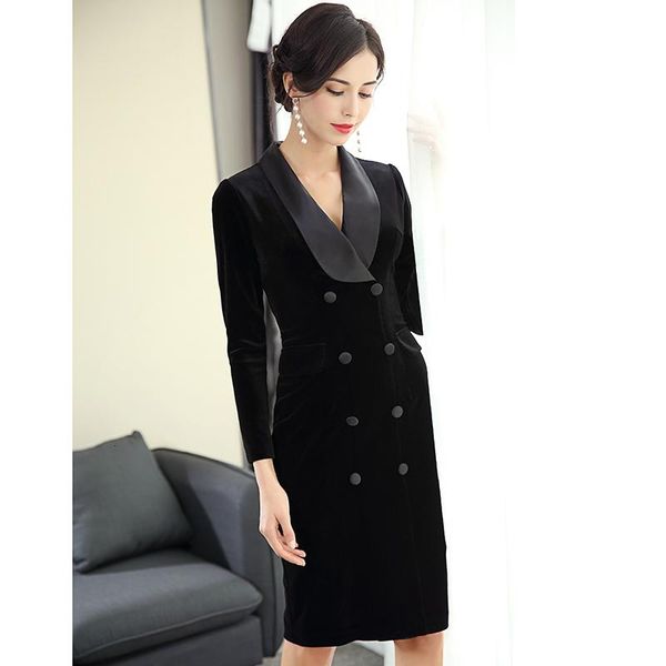 casual dresses arrival autumn winter velvet dress woman vintage elegant double breasted slim bodycon long sleeve black party robe, Black;gray
casual dresses arrival autumn winter velvet dress woman vintage elegant double breasted slim bodycon long sleeve black party robe, Black;gray