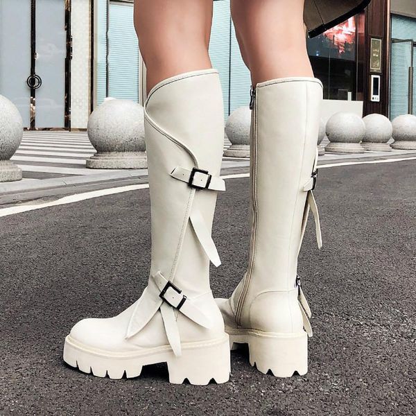 boots women long knee high white cowhide genuine leather platform punk riding nightclub dancing shoes metal buckle, Black
boots women long knee high white cowhide genuine leather platform punk riding nightclub dancing shoes metal buckle, Black