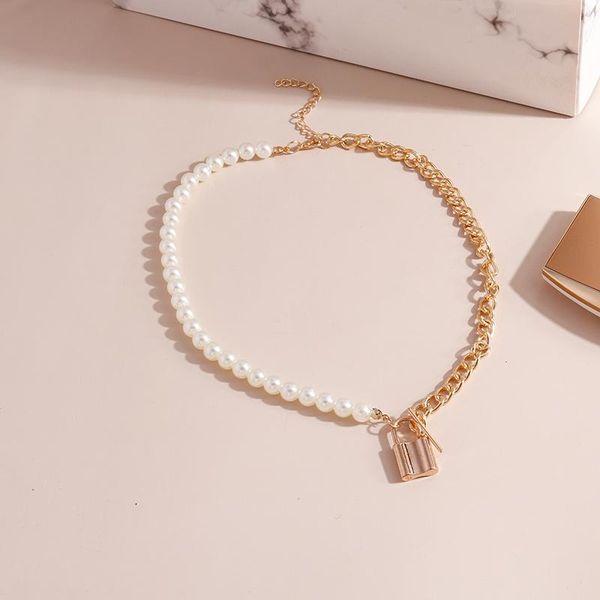 asymmetric pearl chains chokers necklaces lock pendant necklace for women gold silver color collare fashion party jewelry
asymmetric pearl chains chokers necklaces lock pendant necklace for women gold silver color collare fashion party jewelry