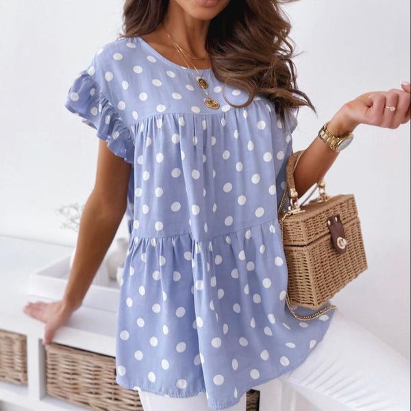 women's blouses & shirts 2021 women blouse dots print ruffle short sleeve summer round neck harajuku casual slim female shirt blusa pul, White
women's blouses & shirts 2021 women blouse dots print ruffle short sleeve summer round neck harajuku casual slim female shirt blusa pul, White