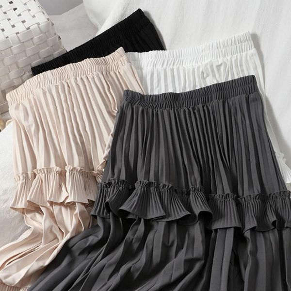 skirts pleated skirt high waist women irregular hem flouncing long solid fashion female summer chiffon ruffle, Black
skirts pleated skirt high waist women irregular hem flouncing long solid fashion female summer chiffon ruffle, Black