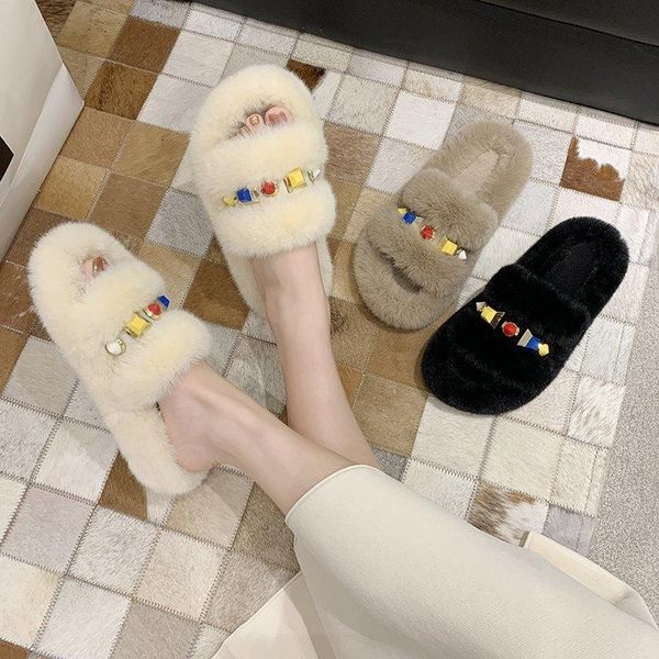 fashion colorful rivet warm plush shoes woman flat bottom furry slippers drop winter women faux fur home, Black
fashion colorful rivet warm plush shoes woman flat bottom furry slippers drop winter women faux fur home, Black
