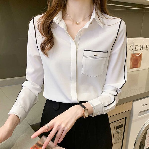 korean women shirts woman chiffon blouses long sleeve white office lady pocket shirt blouse plus size xxl 210531
korean women shirts woman chiffon blouses long sleeve white office lady pocket shirt blouse plus size xxl 210531