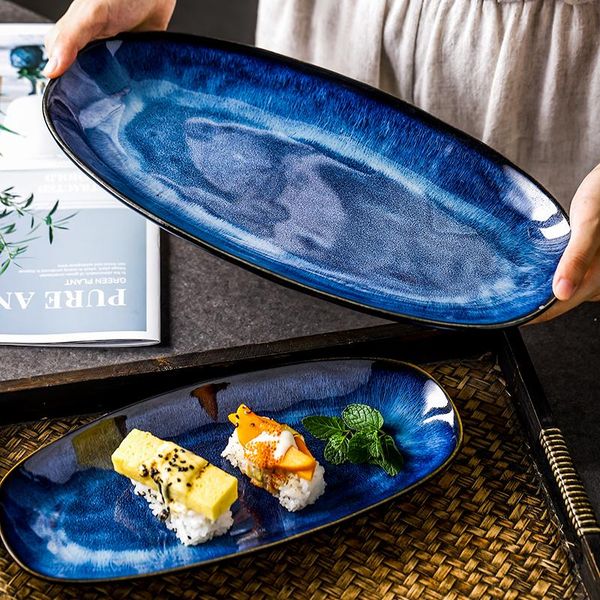 dishes & plates ceramic plate japanese style kiln change cat eye blue fish household steamed large glaze color creative sushi
dishes & plates ceramic plate japanese style kiln change cat eye blue fish household steamed large glaze color creative sushi