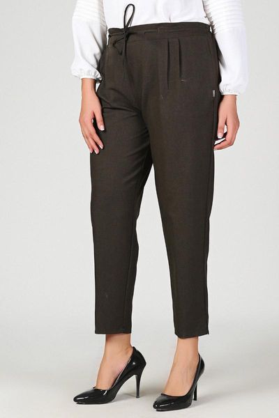 plus size khaki waist elastic carrot trousers women's pants & capris, Black;white