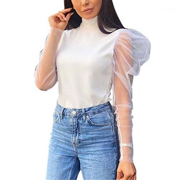 womens and blouses autumn turtleneck elegant blouse vintage puff sleeve mesh ladies casual shirt fashion clothes women's & shirts, White
womens and blouses autumn turtleneck elegant blouse vintage puff sleeve mesh ladies casual shirt fashion clothes women's & shirts, White
