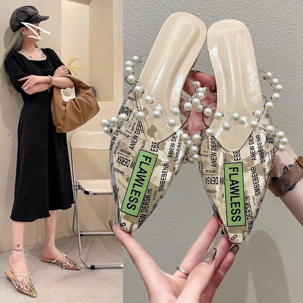 slippers xixiyipin 2021 summer transparent pvc pearl cross fashion sandals women's pointed toe flat woman slides cute sweet girl, Black
slippers xixiyipin 2021 summer transparent pvc pearl cross fashion sandals women's pointed toe flat woman slides cute sweet girl, Black
