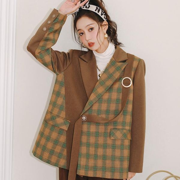 women's suits & blazers autumn fashion british style coffee plaid tide brand small suit asymmetric streamer coat female outerwear 1-197, White;black
women's suits & blazers autumn fashion british style coffee plaid tide brand small suit asymmetric streamer coat female outerwear 1-197, White;black