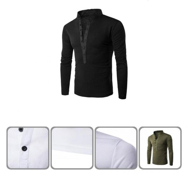 men's casual shirts clothes stylish long sleeve pullover men all match shirt stand collar for home, White;black
men's casual shirts clothes stylish long sleeve pullover men all match shirt stand collar for home, White;black