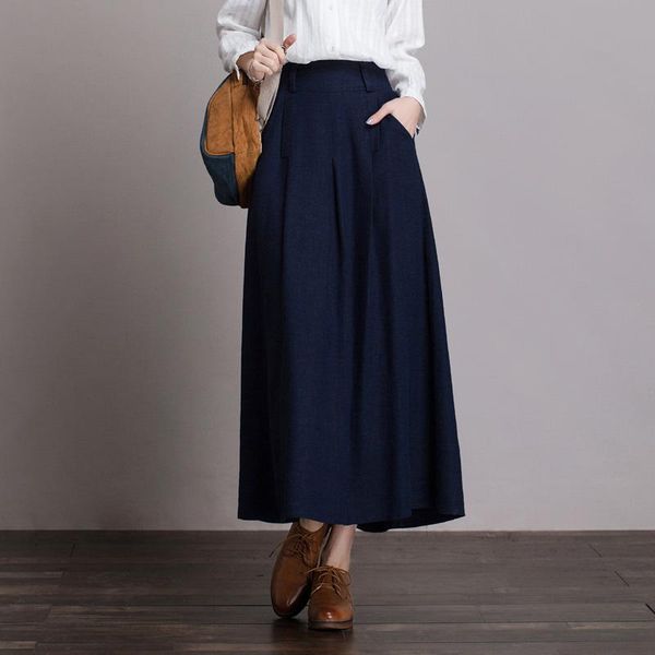 fashion long maxi a-line skirts for women elastic high waist summer linen blue and red brown, Black
fashion long maxi a-line skirts for women elastic high waist summer linen blue and red brown, Black