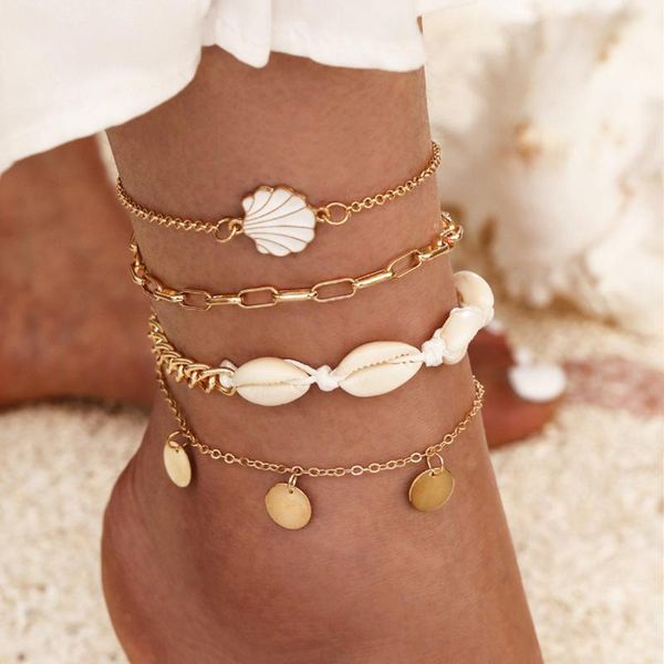 anklets 4 pcs/set shell coins pendant cuban link anklet bracelet for women boho summer holiday fashion metal jewerly am3277, Red;blue
anklets 4 pcs/set shell coins pendant cuban link anklet bracelet for women boho summer holiday fashion metal jewerly am3277, Red;blue
