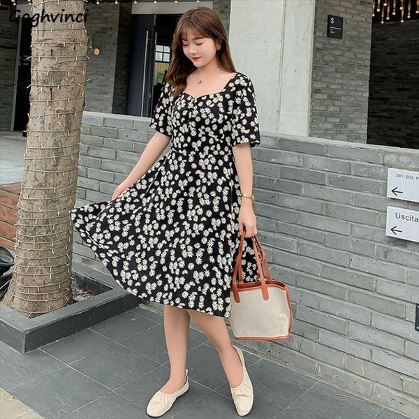 short sleeve daisy print womens dresses square collar mid calf large size 4xl loose slim elegant simple korean style ins, Black;gray
short sleeve daisy print womens dresses square collar mid calf large size 4xl loose slim elegant simple korean style ins, Black;gray