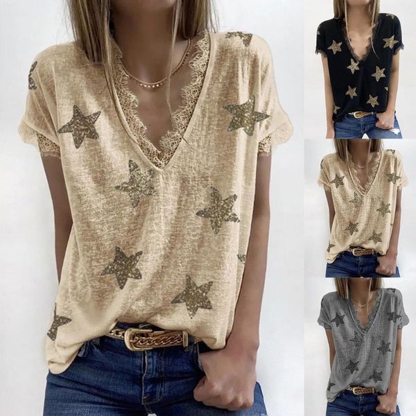 women's blouses & shirts 2021 summer v-neck print lace t-shirt women casual loose ladies short sleeve basic tees camiseta de mujer fema, White
women's blouses & shirts 2021 summer v-neck print lace t-shirt women casual loose ladies short sleeve basic tees camiseta de mujer fema, White