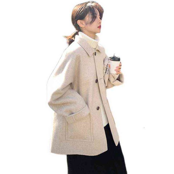 autumn and winter wool coat female 2021 hepburn style small man short korean loose temperament, Black;brown
autumn and winter wool coat female 2021 hepburn style small man short korean loose temperament, Black;brown