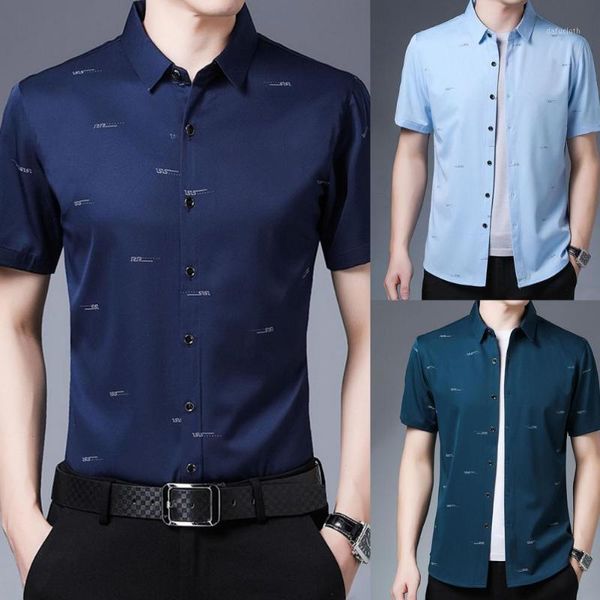 men social shirt printed buttons summer turndown collar t-shirt for party men's casual shirts, White;black
men social shirt printed buttons summer turndown collar t-shirt for party men's casual shirts, White;black