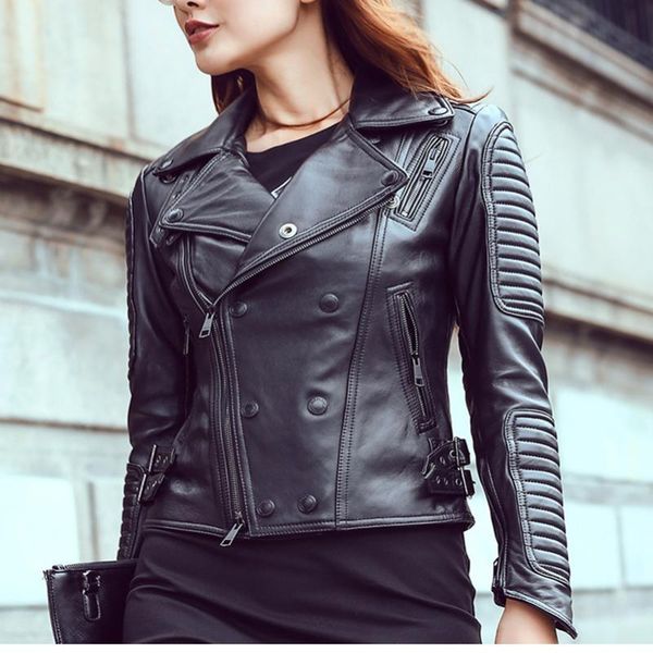 genuine leather fashion jacket women black sheepskin women's slim fit motorcycle lady's real coat & faux
genuine leather fashion jacket women black sheepskin women's slim fit motorcycle lady's real coat & faux