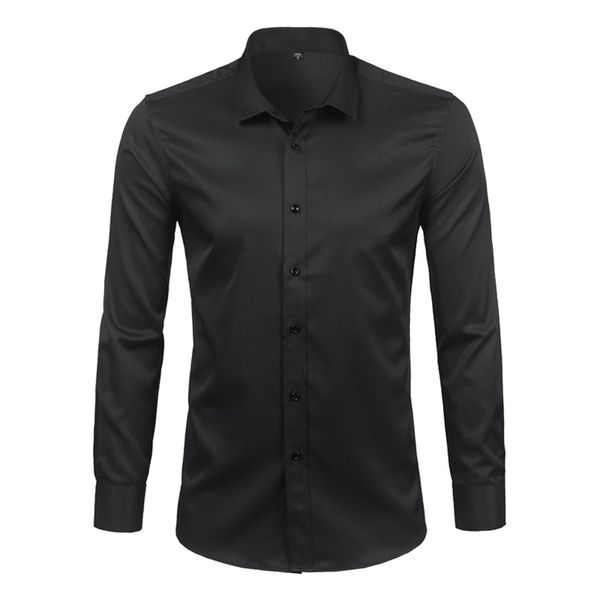 black mens bamboo fiber shirts brand casual slim fit long sleeve mens dress shirts non iron solid chemise homme 4xl 210708, White;black
black mens bamboo fiber shirts brand casual slim fit long sleeve mens dress shirts non iron solid chemise homme 4xl 210708, White;black