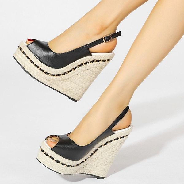 sandals super high women summer wedge female platform fashion heel open toe ladies shoes, Black
sandals super high women summer wedge female platform fashion heel open toe ladies shoes, Black