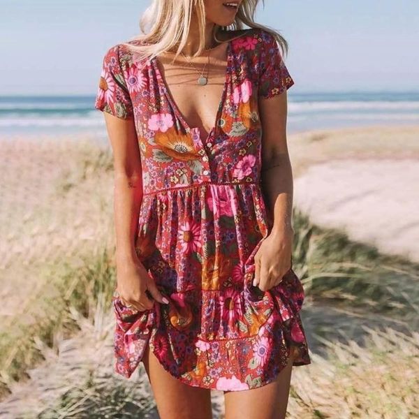 women's swimwear 2021 summer casual loose dresses fashion deep v-neck floral print boho beach dress buttons printing, White;black
women's swimwear 2021 summer casual loose dresses fashion deep v-neck floral print boho beach dress buttons printing, White;black