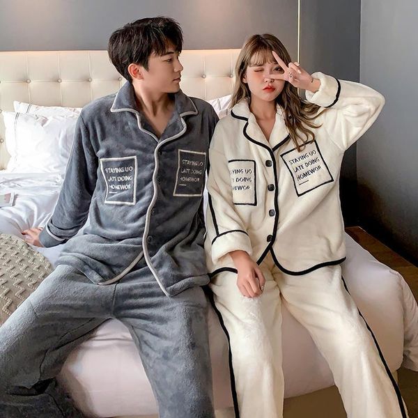 warm winter pajamas set man women sleepwear couple fashion thick flannel velvet nightwear can wear outside home suit, Black;red
warm winter pajamas set man women sleepwear couple fashion thick flannel velvet nightwear can wear outside home suit, Black;red